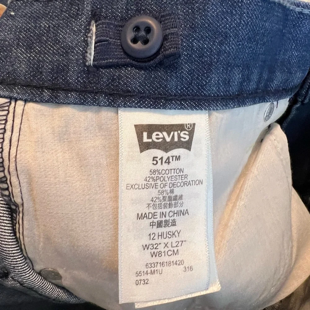 Levi’s 514 Straight Leg Denim Jeans Kids Boys 12 Husky 32” x 27” NEW